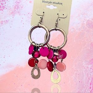 🍓5/$25-Silver pink dangle drop earrings